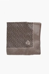 Corneliani Silk Pocket Square With All-over Logo In Brown