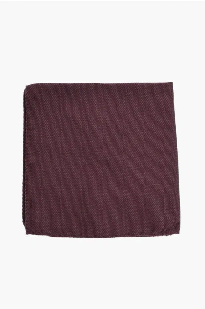 Corneliani Silk Pocket Square With Micro Dots In Burgundy