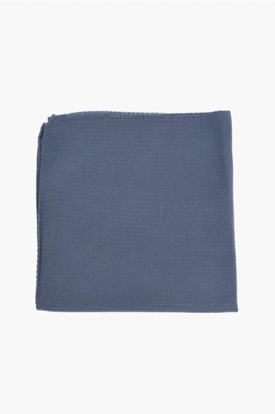 Corneliani Silk Pocket Square With Micro Patterns In Blue