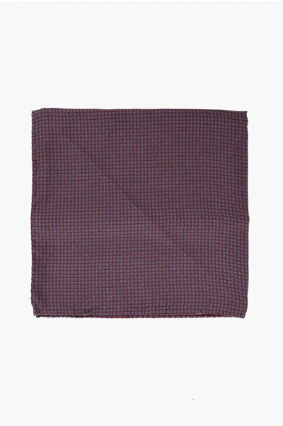 Corneliani Silk Pocket Square With Micro Patterns In Multi