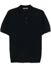 Corneliani Silk Polo-design Black Sweater With Soft Collar