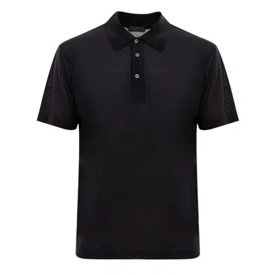 Corneliani Silk Polo Men's Shirt In Black