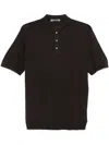Corneliani Fine Knit Polo Shirt In Brown