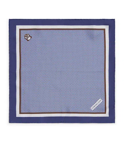 Corneliani Silk Printed Pocket Square In Blue