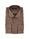 Corneliani Silk Shirt In Brown