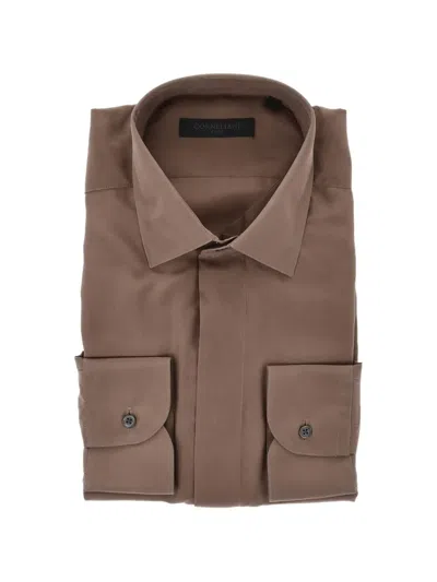 Corneliani Silk Shirt In Brown