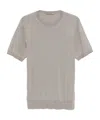 Corneliani Silk Grey Knitwear Top With Classic Crew Neckline In Gray