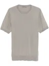 Corneliani Silk Grey Knitwear Top With Classic Crew Neckline In Grey