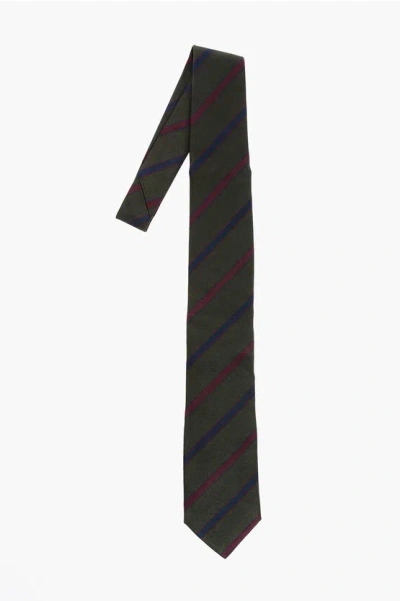 Corneliani Silk Tie With Oblique Stripes Motif Grösse Unica