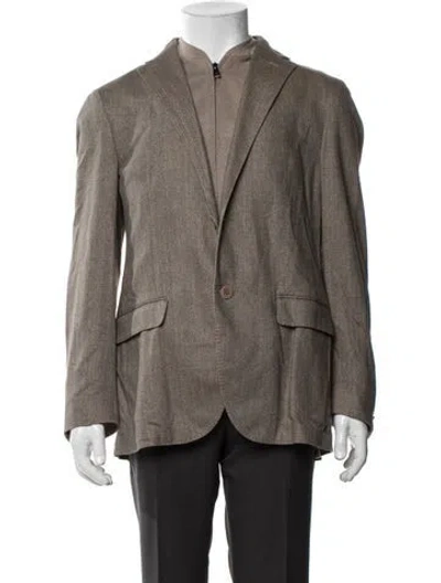 Pre-owned Corneliani Silk Tweed Pattern Jacket In Brown