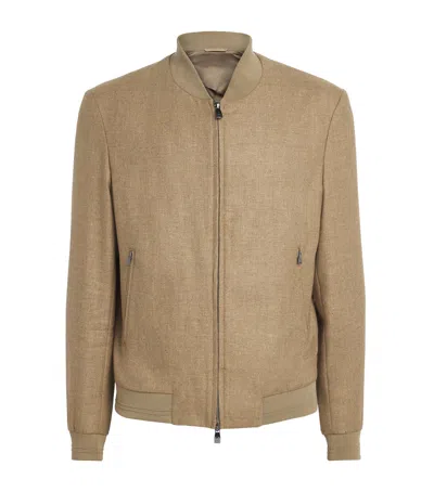 Corneliani Silk-virgin Wool Bomber Jacket In Nude