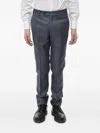 Corneliani Silk-blend Belt-loop Trousers In Blue