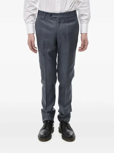 Corneliani Silk-blend Belt-loop Trousers In Grey