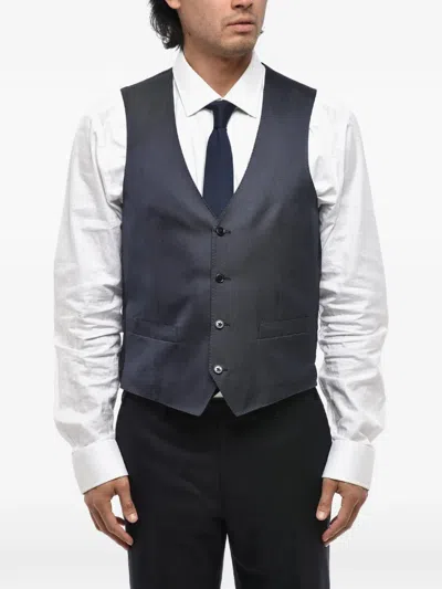Corneliani Silk-twill Waistcoat In Blue