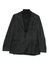 Corneliani Tailored Dark Grey Blazer With Subtle Checkered Pattern In Black