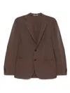 Corneliani Chocolate Brown Virgin Wool Linen Blended Single Breasted Blazer In Brown