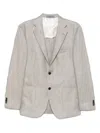 Corneliani Light Grey Lienen Blended Single Breasted Blazer In Grey