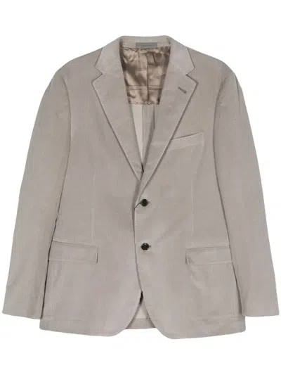 Corneliani Single-breasted Corduroy Blazer In Grey