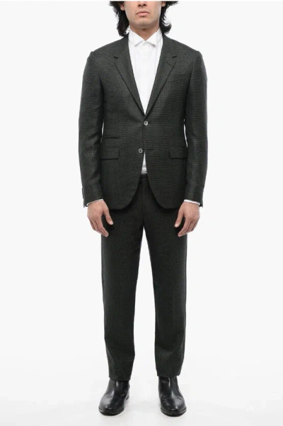 Corneliani Single-breasted Jacquard Fabric Suit In Black