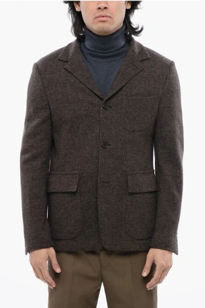 Corneliani Single-breasted Jersey Blazer With Notch Lapel In Brown
