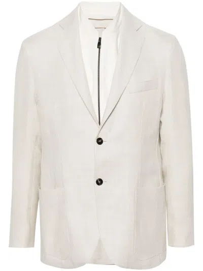 Corneliani Single-breasted Layered Blazer In Neutrals