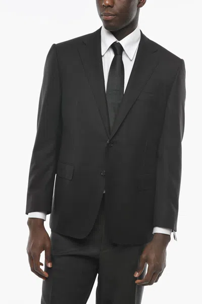 Corneliani Single-breasted Mantua Virgin Wool Blazer In Black