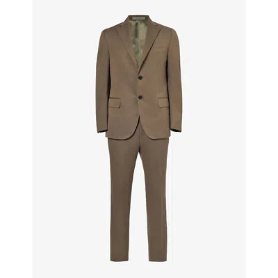 Corneliani Mens Olive Single-breasted Notched-lapel Regular-fit Linen-blend Suit