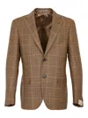 Corneliani Single-breasted Prince Of Wales Wool Jacket In Brown