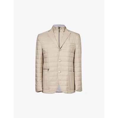 Corneliani Mens Beige Single-breasted Quilted Woven Blazer