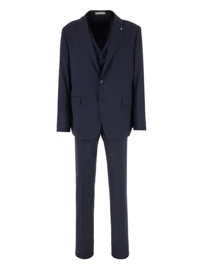 Corneliani Single-breasted Suit (set Of Three) In Black