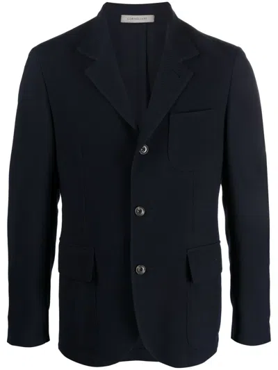 Corneliani Single-breasted Virgin-wool Blazer In Blau