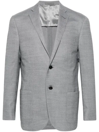 Corneliani Single-breasted Wool-blend Blazer In Grey