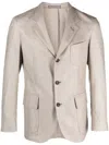 Corneliani Single Breasted Wool-blend Blazer In Neutrals