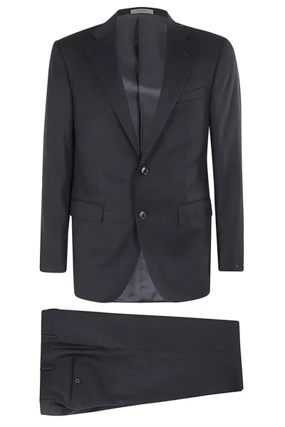 CORNELIANI SINGLE-BREASTED WOOL TWILL SUIT WITH FRONT POCKETS