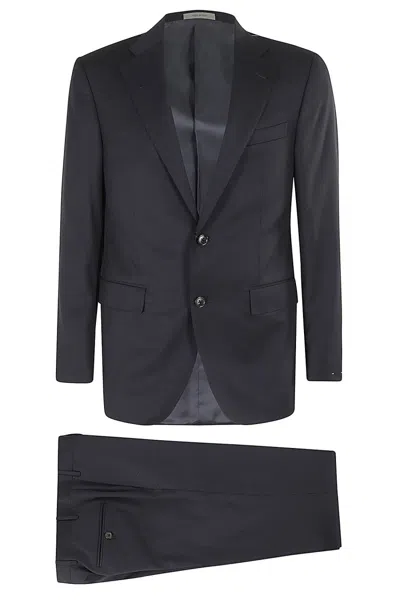 CORNELIANI CORNELIANI SINGLE-BREASTED WOOL TWILL SUIT WITH FRONT POCKETS