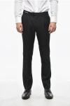 Corneliani Single-pleated Virgin Wool Regular Fit Pants In Black