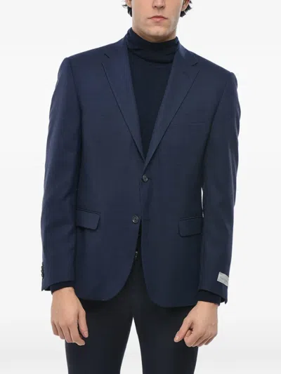 Corneliani Single-breasted Blazer In Blue