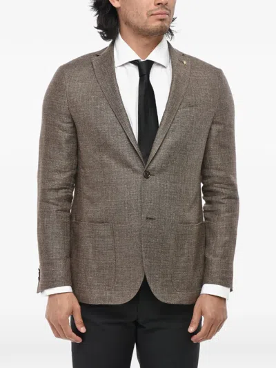 Corneliani Single-breasted Blazer In Brown