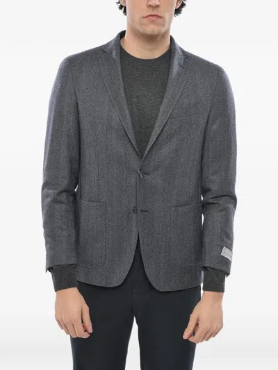 Corneliani Single-breasted Blazer In Grey