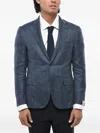 Corneliani Single-breasted Checked Blazer In Blue