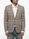 Corneliani Single-breasted Checked Blazer In Brown