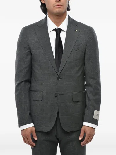 Corneliani Single-breasted Checked Suit In Gray