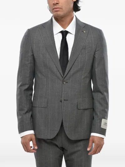Corneliani Single-breasted Checked Suit In Black