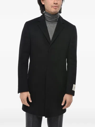 Corneliani Single-breasted Concealed-button Coat In Black