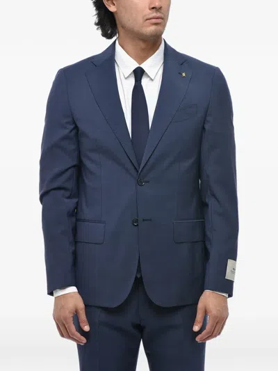 Corneliani Single-breasted Flap-pocket Suit In Blue