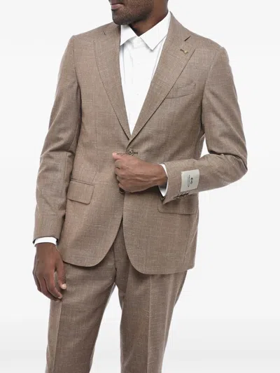 Corneliani Single-breasted Flap-pocket Suit In Brown