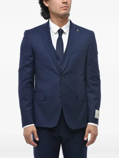 Corneliani Single-breasted Flap-pockets Suit In Blue