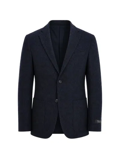 Corneliani Single-breasted Fuzzy-pattern Blazer In Blue