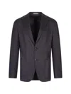 Corneliani Single-breasted Herringbone Blazer In Blue