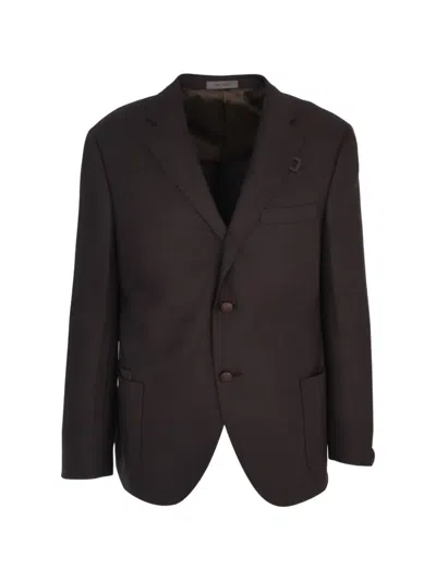 Corneliani Single-breasted Jacket In Brown